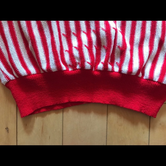 Vintage striped red white knit top - Picture 7 of 10